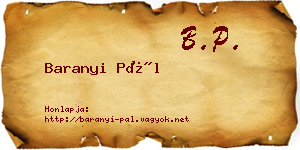 Baranyi Pál névjegykártya